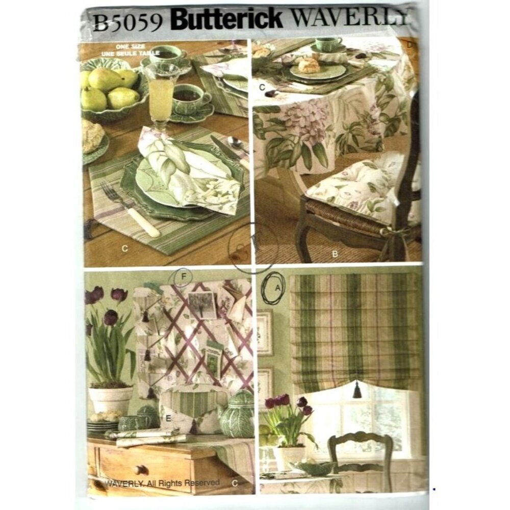 Butterick Sewing Pattern 5059 Kitchen Table Runner Placemat Shade